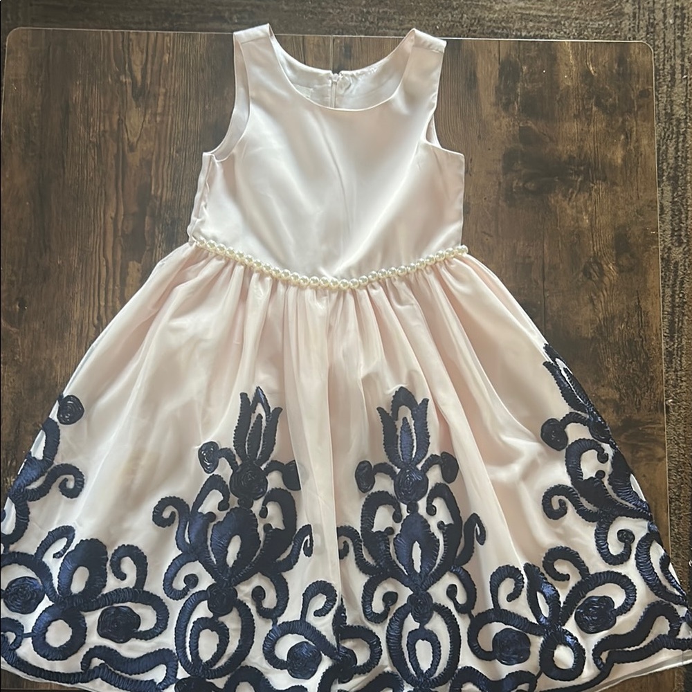 Elegant Pink and Navy Kids Dress